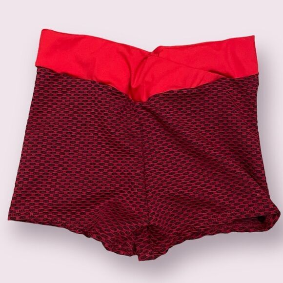 Red & Black Patterned SHEIN Biker Shorts Size Medium - Picture 1 of 2